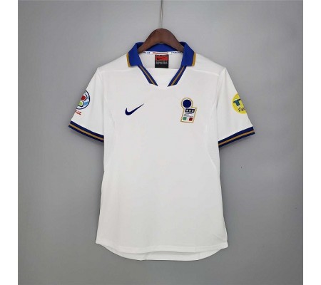 Italy 1996 EuroCup Away White Soccer Jersey